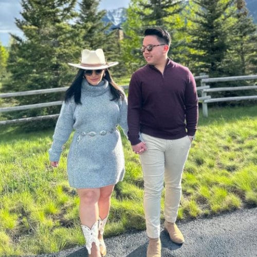 With love from Wyoming - Customer wearing Burgundy Merino Quarter-Zip Sweater