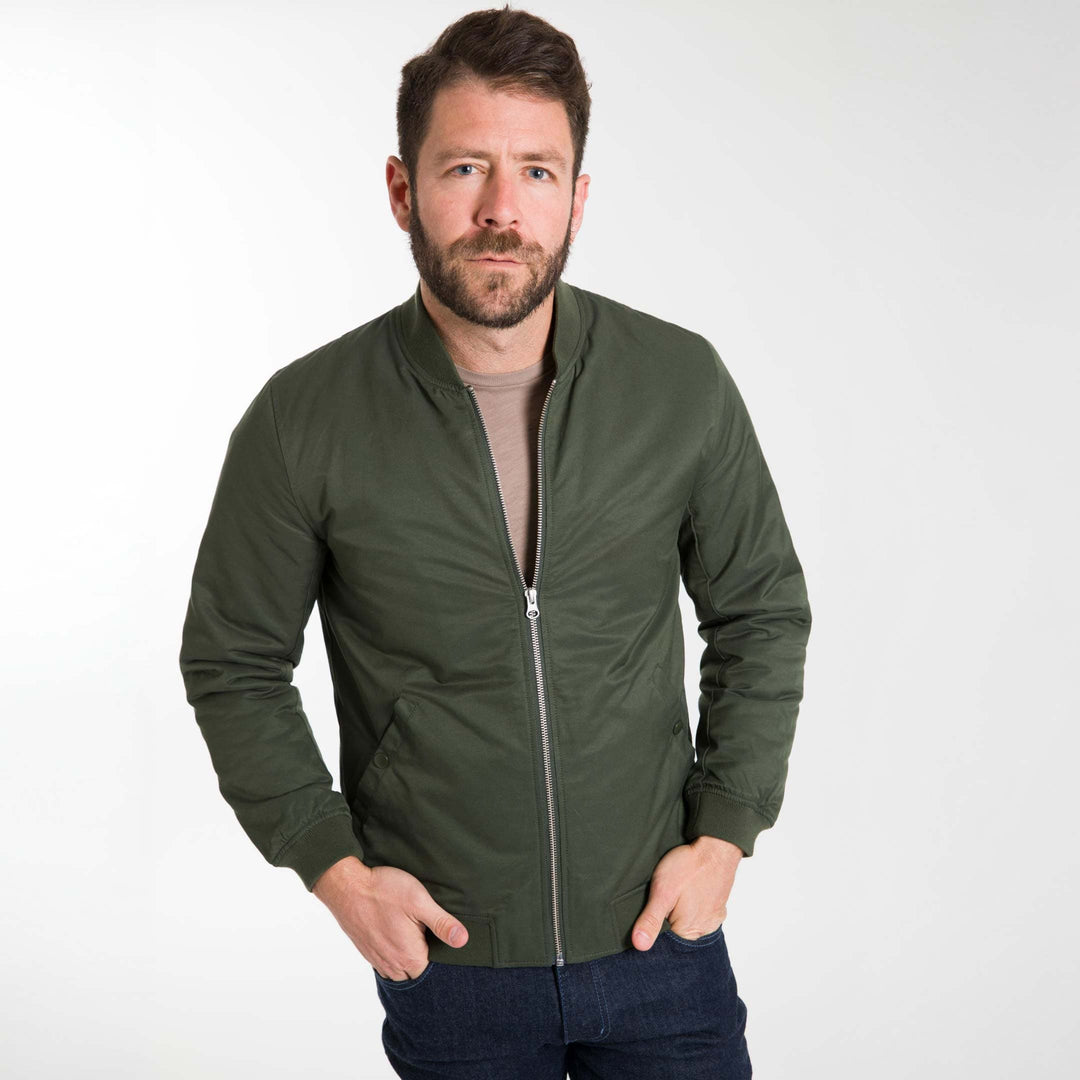 Ash & Erie Dark Green Bomber Jacket for Short Men   Bomber Jacket