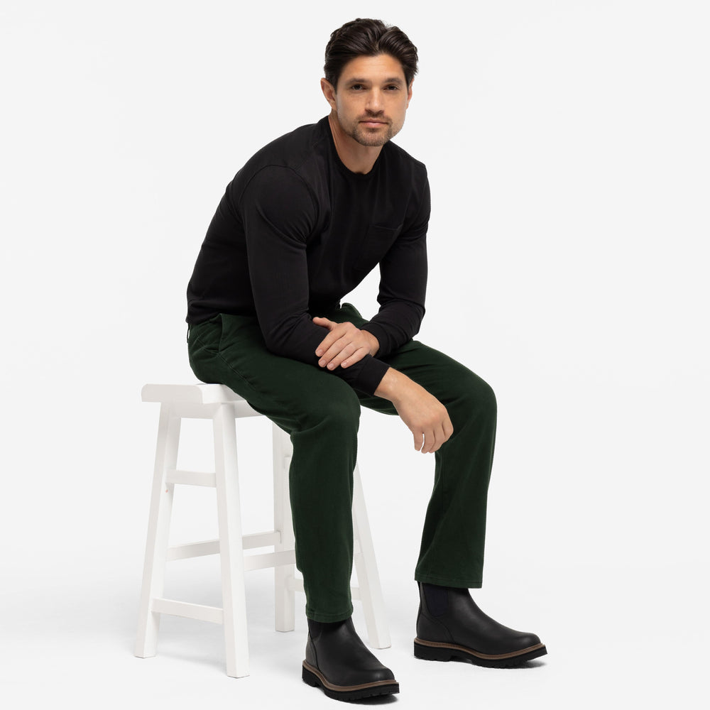 Ash & Erie Dark Spruce Washed Stretch Chinos for Short Men   Chino Pants