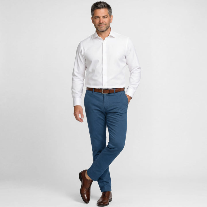 Ash & Erie Deep Blue Signature Chinos for Short Men   Chino Pants