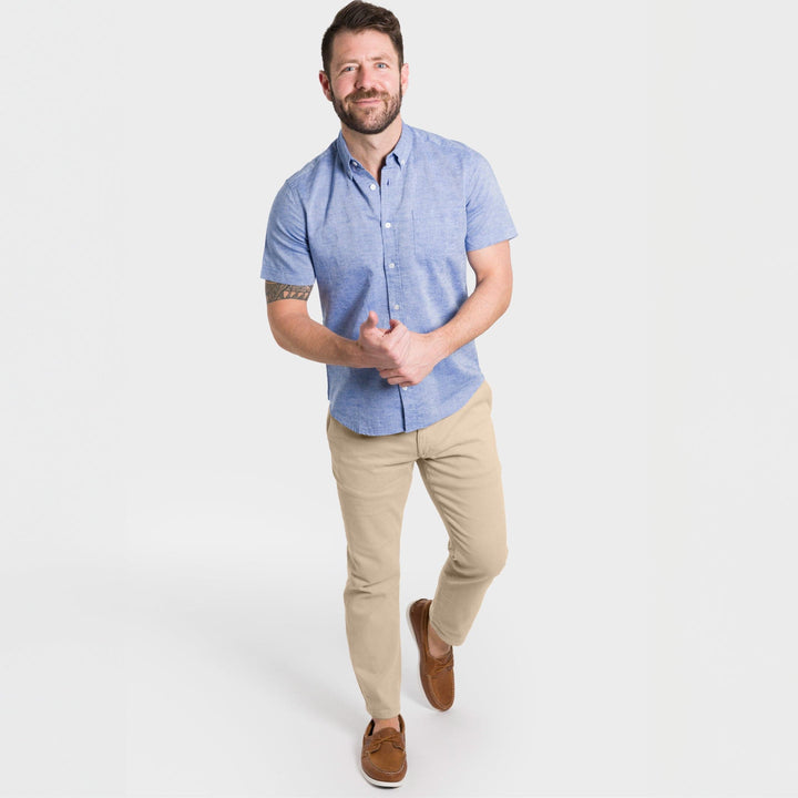 Ash & Erie Khaki Lightweight Stretch Chinos for Short Men   Chino Pants