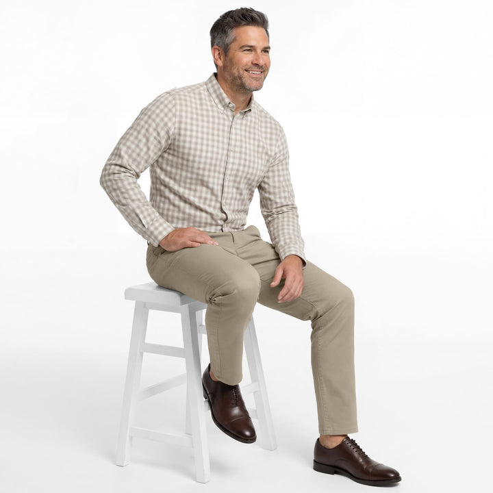 Ash & Erie Khaki Signature Chinos for Short Men   Chino Pants
