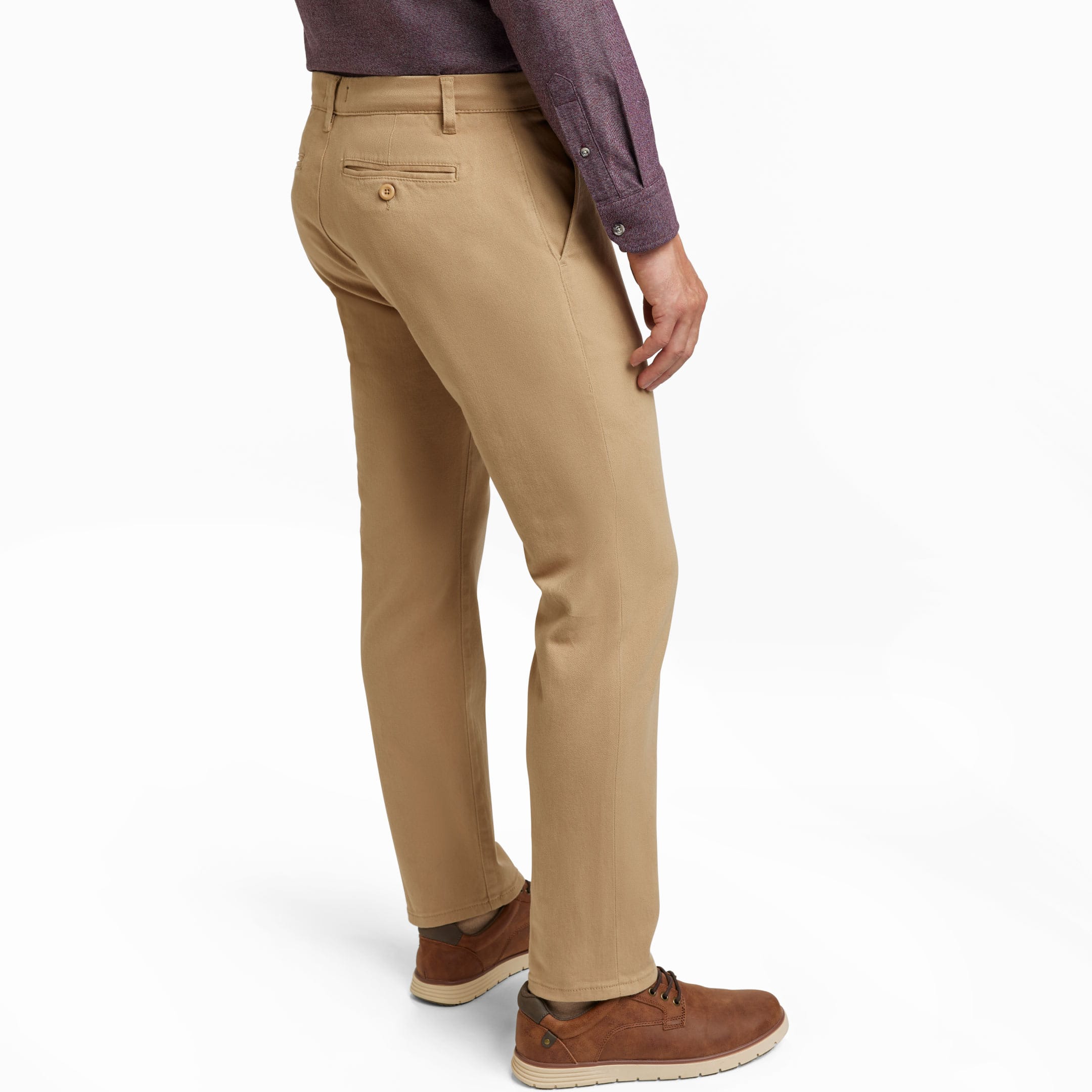 Ash & Erie Khaki Washed Stretch Chinos for Short Men   Chino Pants