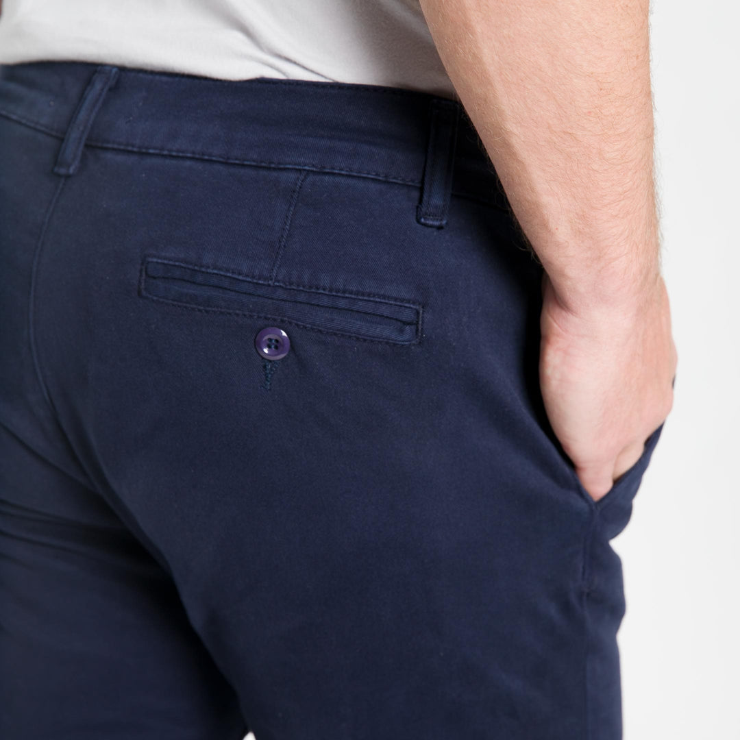 Ash & Erie Navy Washed Stretch Chinos for Short Men   Chino Pants