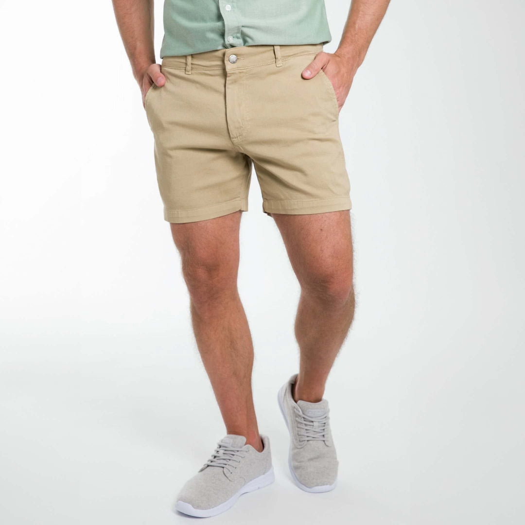 Ash & Erie 5" Khaki Lighweight Stretch Chino Shorts for Short Men   Chino Shorts