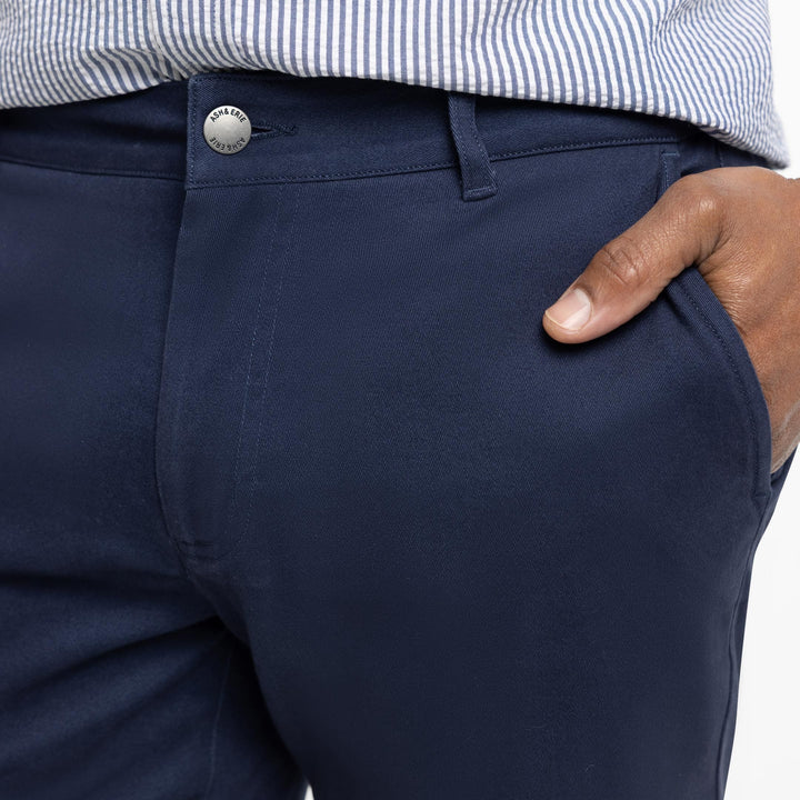 Ash & Erie 5" Navy Lighweight Signature Chino Shorts for Short Men   Chino Shorts