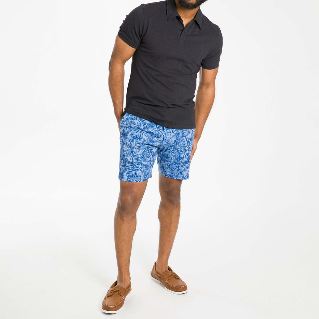 Ash & Erie Blue Palms Lightweight Stretch Chino Short for Short Men   Chino Shorts
