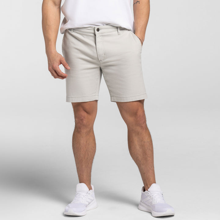 Ash & Erie Cloud Blue Stretch Washed Chino Short for Short Men   Chino Shorts