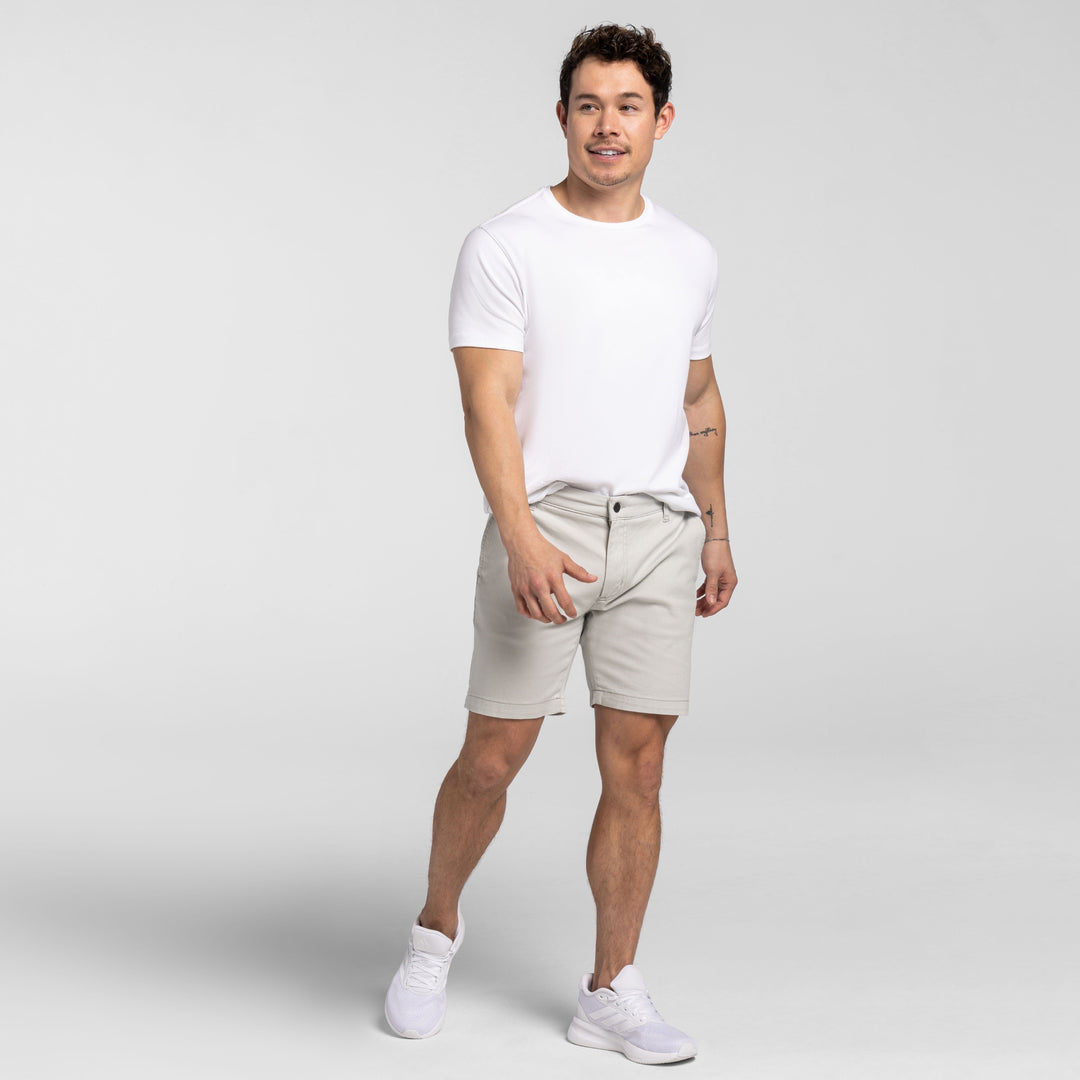 Ash & Erie Cloud Blue Stretch Washed Chino Short for Short Men   Chino Shorts