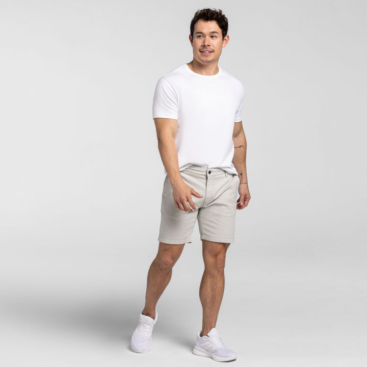 Ash & Erie Cloud Blue Stretch Washed Chino Short for Short Men   Chino Shorts