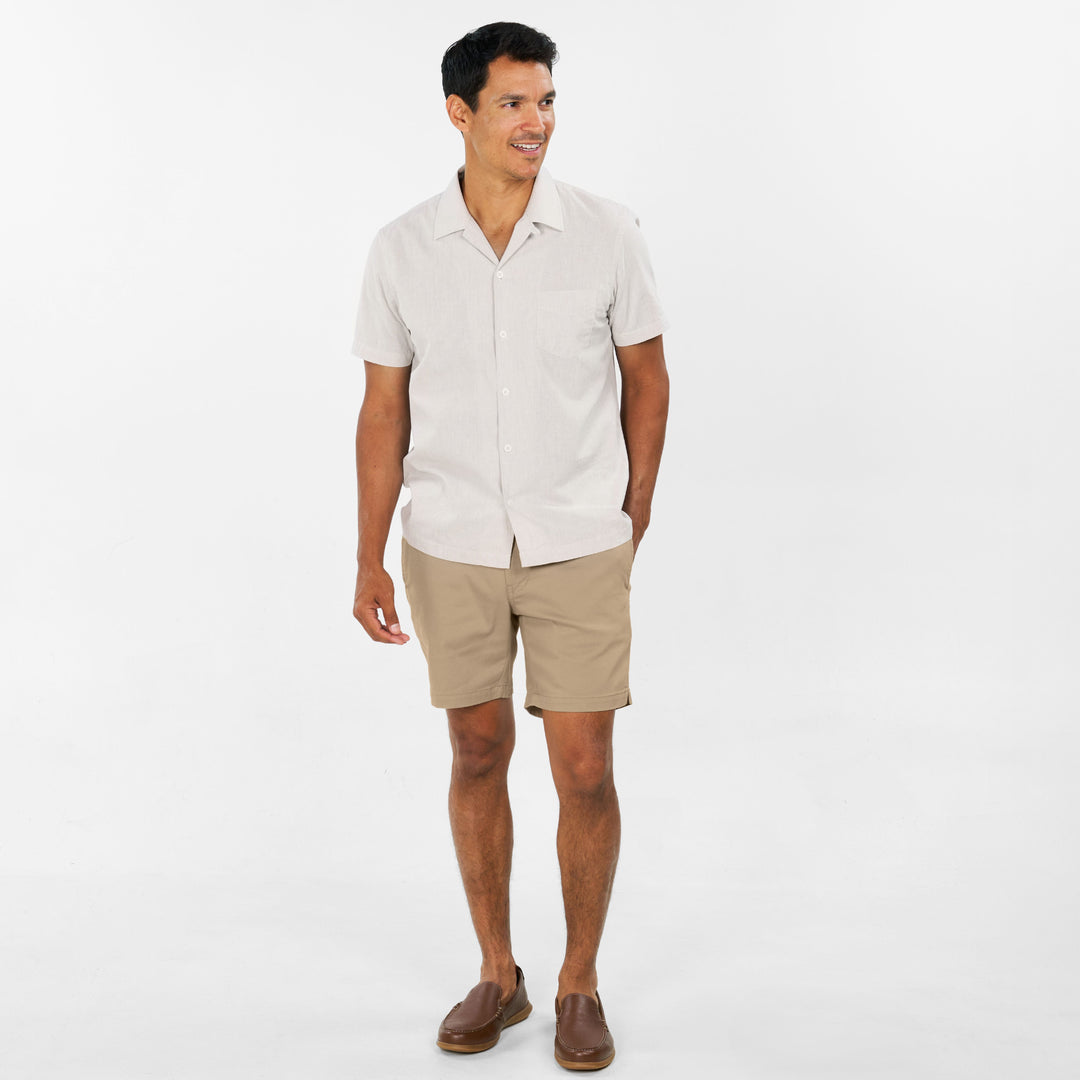 Ash & Erie Khaki Easy Chino Shorts for Short Men   Chino Shorts