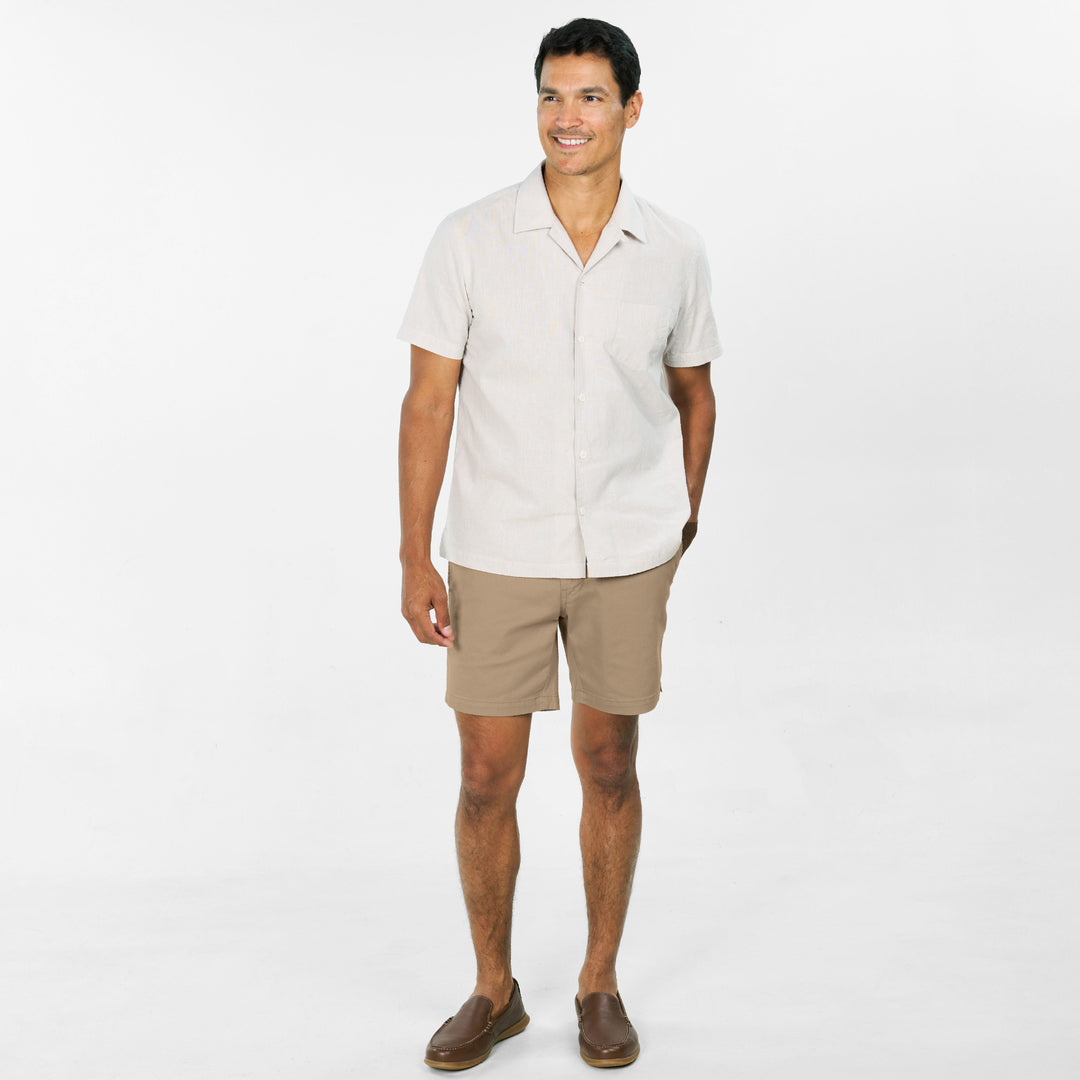 Ash & Erie Khaki Easy Chino Shorts for Short Men   Chino Shorts