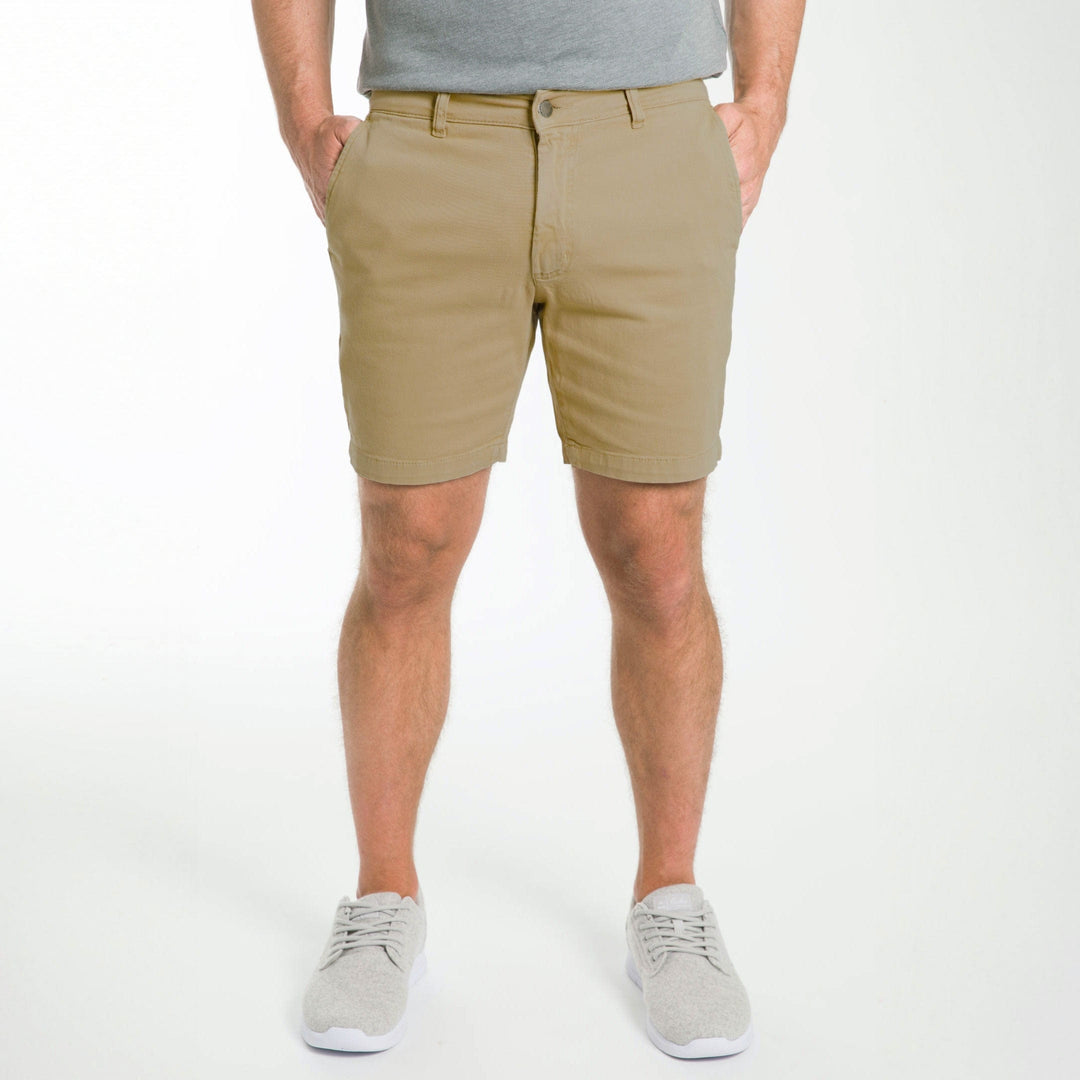 Ash & Erie Khaki Lightweight Stretch Chino Short for Short Men   Chino Shorts