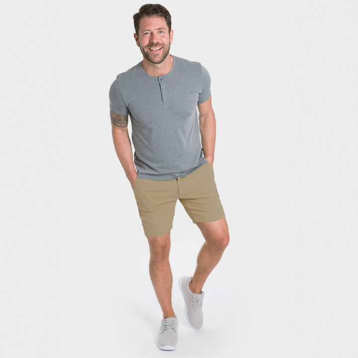 Ash & Erie Khaki Lightweight Stretch Chino Short for Short Men   Chino Shorts