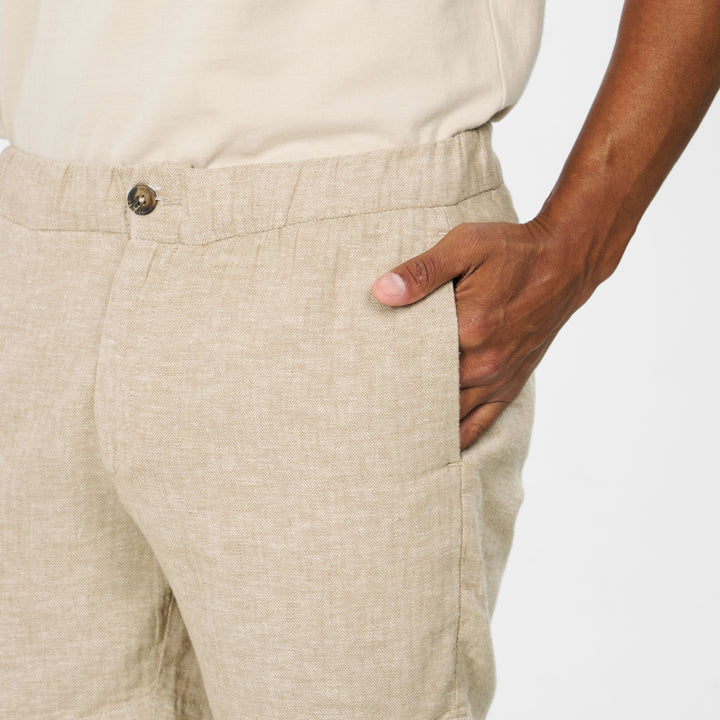 Ash & Erie Khaki Linen Shorts for Short Men   Chino Shorts