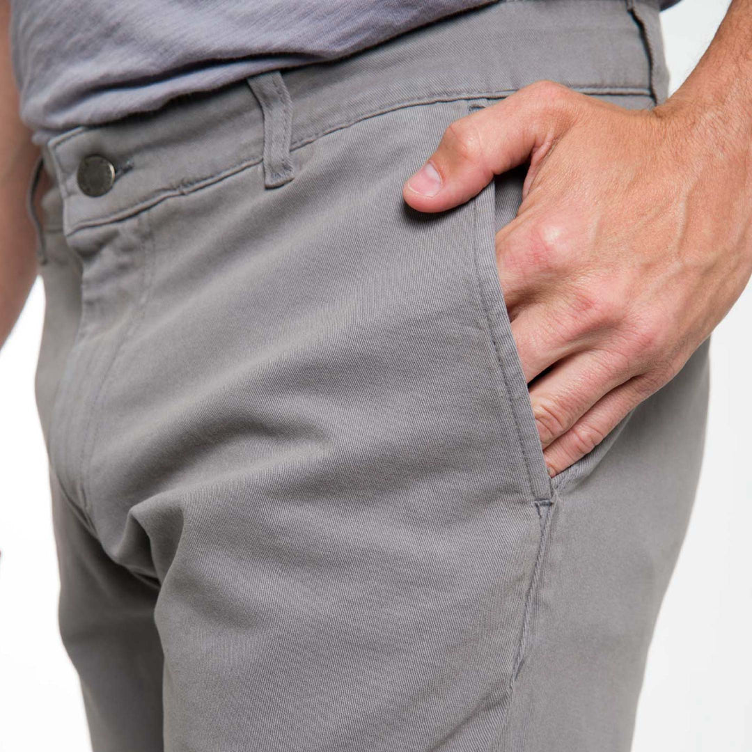 Ash & Erie Steel Grey Stretch Washed Chino Short for Short Men   Chino Shorts