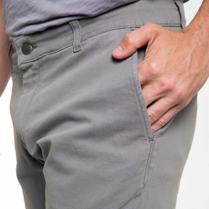 Ash & Erie Steel Grey Stretch Washed Chino Short for Short Men   Chino Shorts