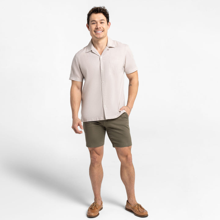 Ash & Erie Vintage Olive Stretch Washed Chino Short for Short Men   Chino Shorts