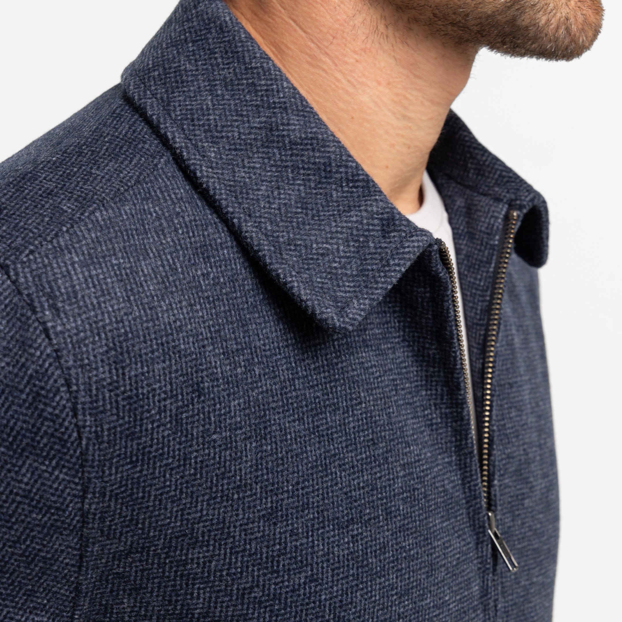 Ash & Erie Blue Herringbone City Jacket for Short Men   City Jacket