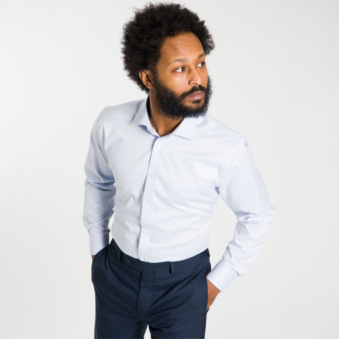 Ash & Erie Blue Wrinkle Resistant Free Dress Shirt for Short Men   Dress Shirts