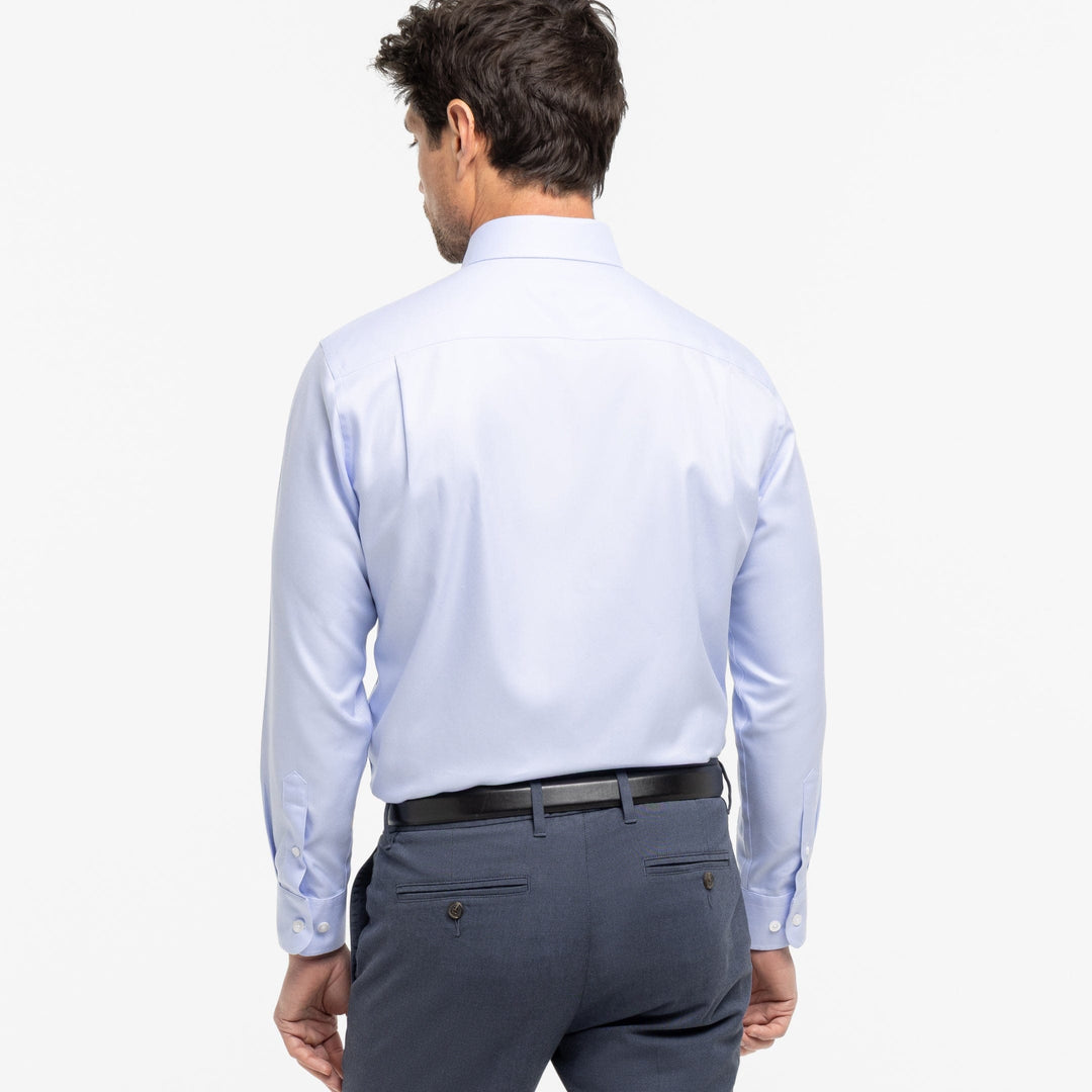 Ash & Erie Blue Twill Wrinkle Resistant Dress Shirt for Short Men   Dress Shirts