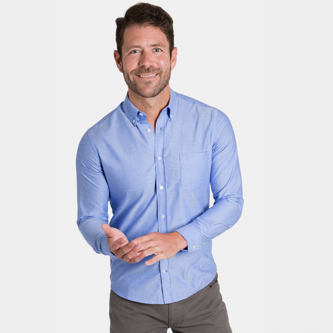 Ash & Erie Blue Linen Button-Down Shirt for Short Men    Everyday Shirts