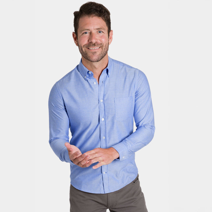 Ash & Erie Blue Linen Button-Down Shirt for Short Men    Everyday Shirts