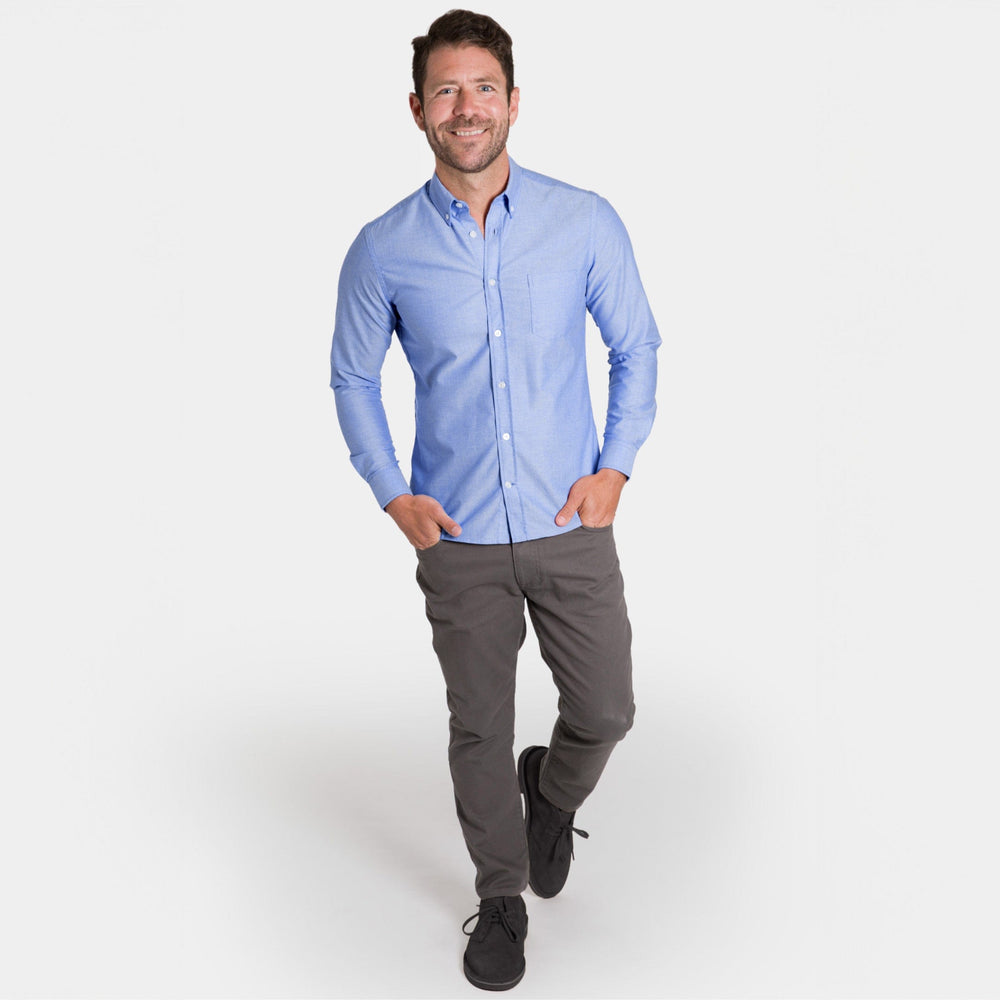Ash & Erie Blue Linen Button-Down Shirt for Short Men    Everyday Shirts