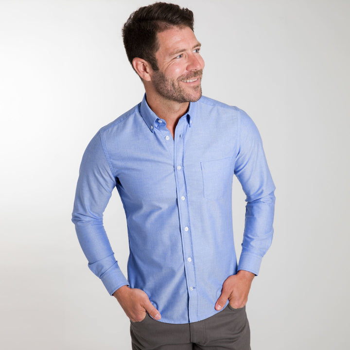 Ash & Erie Blue Linen Button-Down Shirt for Short Men    Everyday Shirts