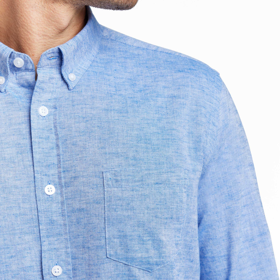 Ash & Erie Blue Linen Button-Down Shirt for Short Men    Everyday Shirts