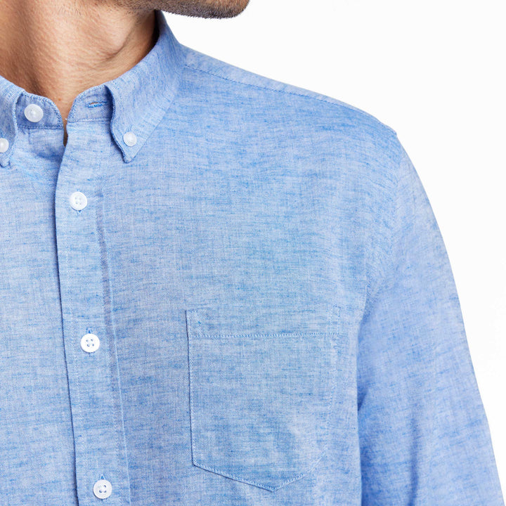 Ash & Erie Blue Linen Button-Down Shirt for Short Men    Everyday Shirts