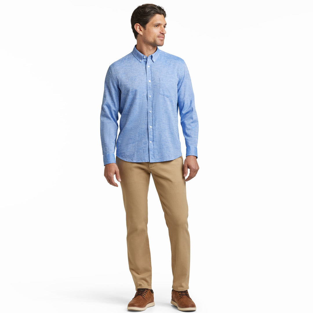 Ash & Erie Blue Linen Button-Down Shirt for Short Men    Everyday Shirts