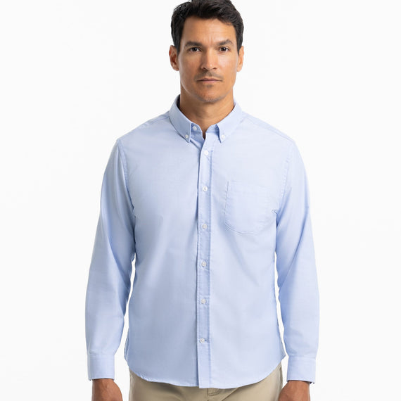 Ash & Erie Blue Oxford Wrinkle-Free Button-Down Shirt for Short Men   Everyday Shirts