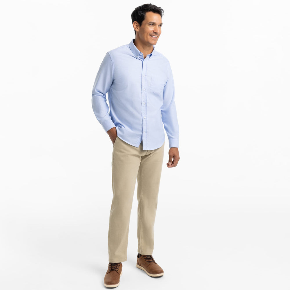 Ash & Erie Blue Oxford Wrinkle-Free Button-Down Shirt for Short Men   Everyday Shirts