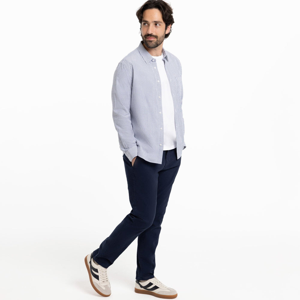 Ash & Erie Blue Stripe Seersucker Button-Down Shirt for Short Men   Everyday Shirts