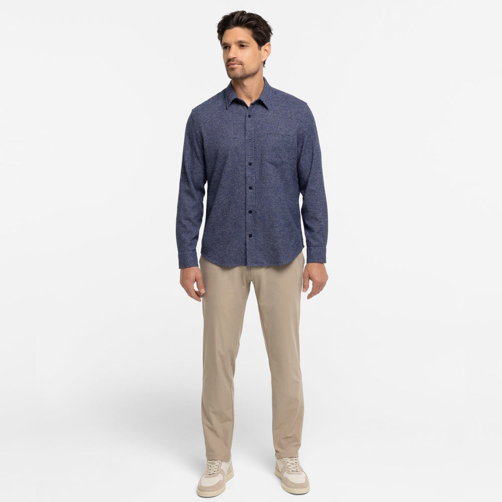 Ash & Erie Blue Textured Brushed Button-Down Shirt for Short Men   Everyday Shirts