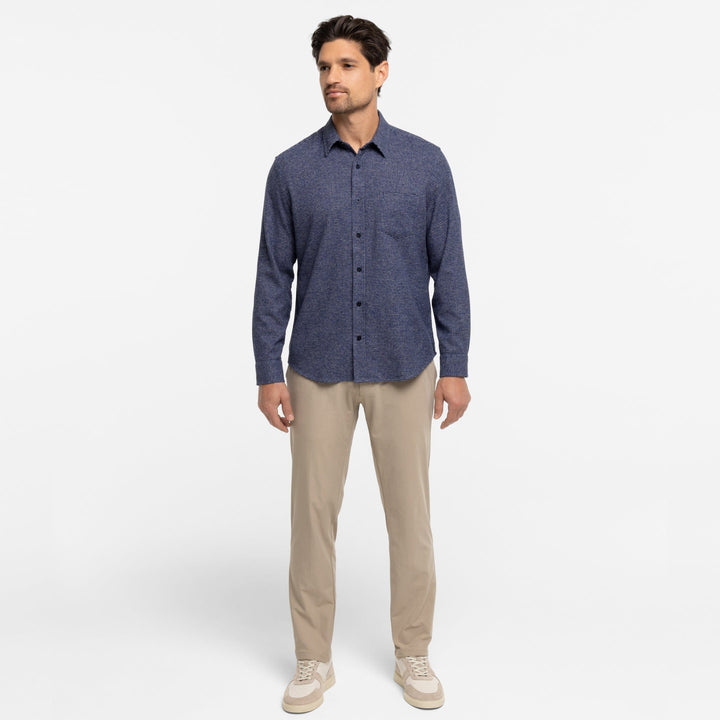 Ash & Erie Blue Textured Brushed Button-Down Shirt for Short Men   Everyday Shirts