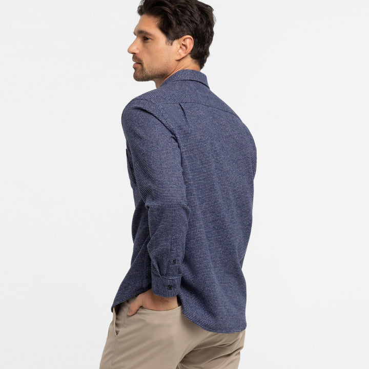 Ash & Erie Blue Textured Brushed Button-Down Shirt for Short Men   Everyday Shirts