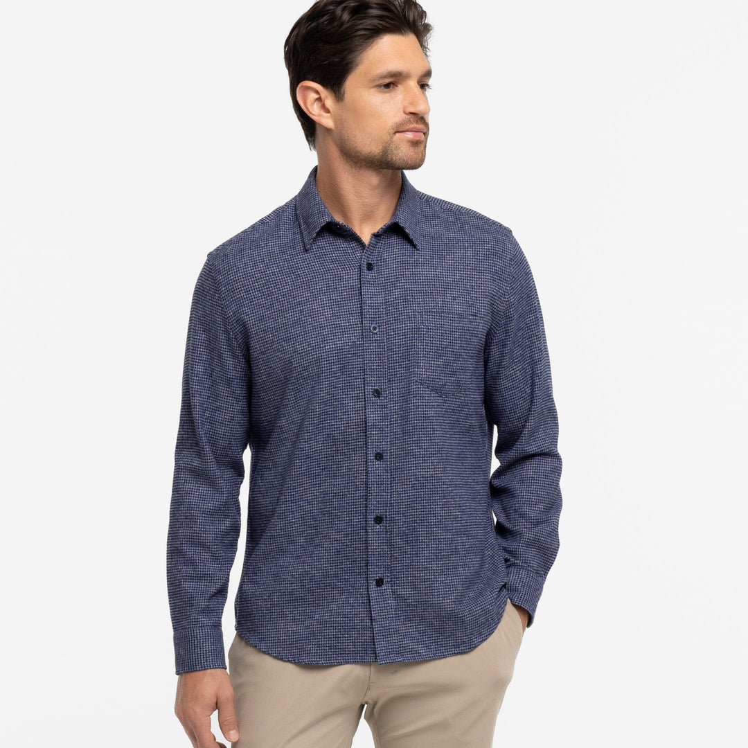 Ash & Erie Blue Textured Brushed Button-Down Shirt for Short Men   Everyday Shirts