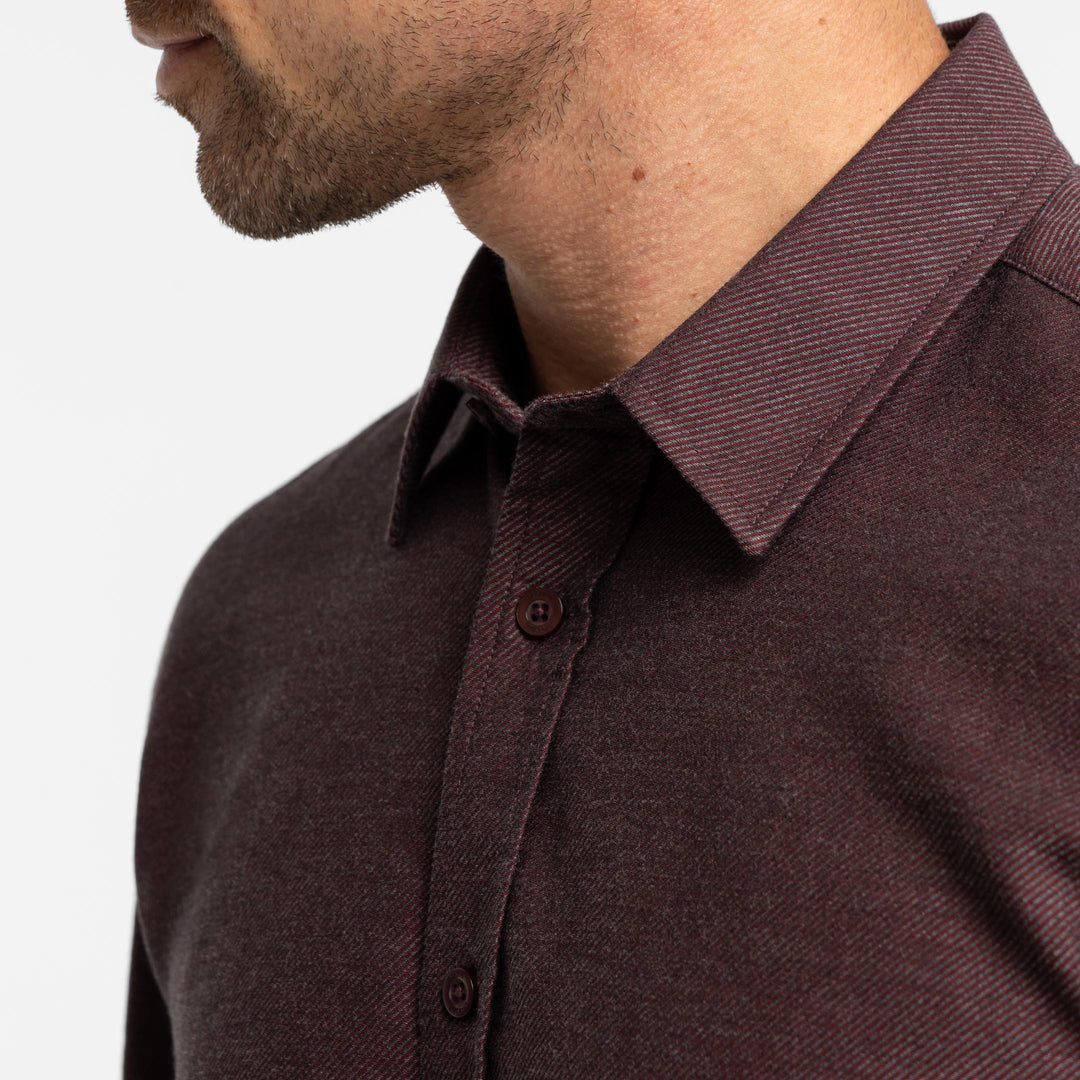 Ash & Erie Burgundy Twill Brushed Button-Down Shirt for Short Men   Everyday Shirts