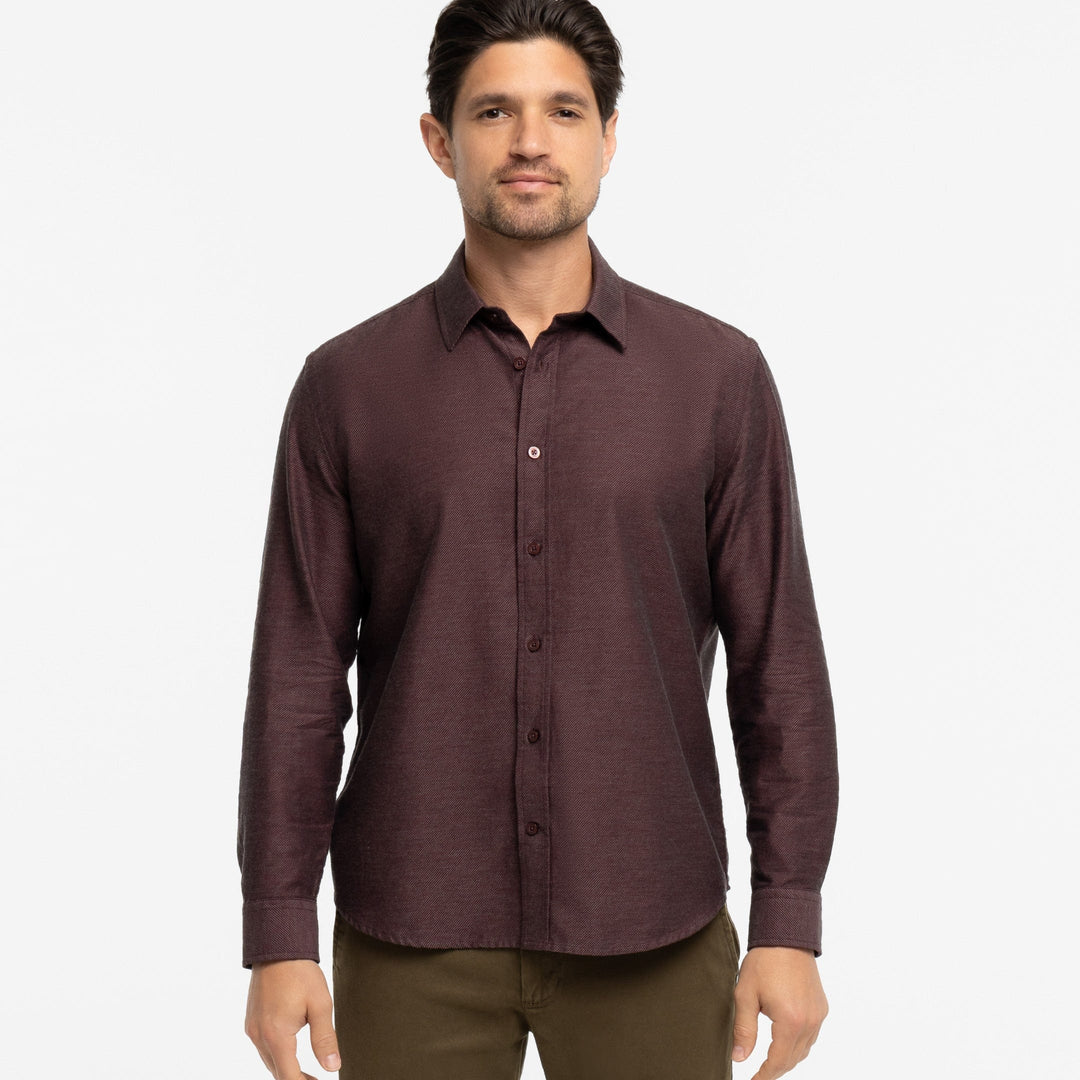 Ash & Erie Burgundy Twill Brushed Button-Down Shirt for Short Men   Everyday Shirts