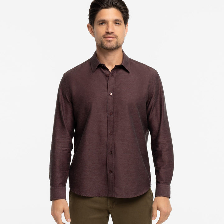 Ash & Erie Burgundy Twill Brushed Button-Down Shirt for Short Men   Everyday Shirts