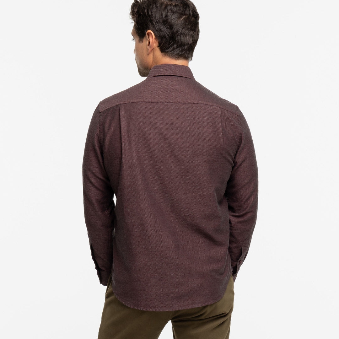 Ash & Erie Burgundy Twill Brushed Button-Down Shirt for Short Men   Everyday Shirts