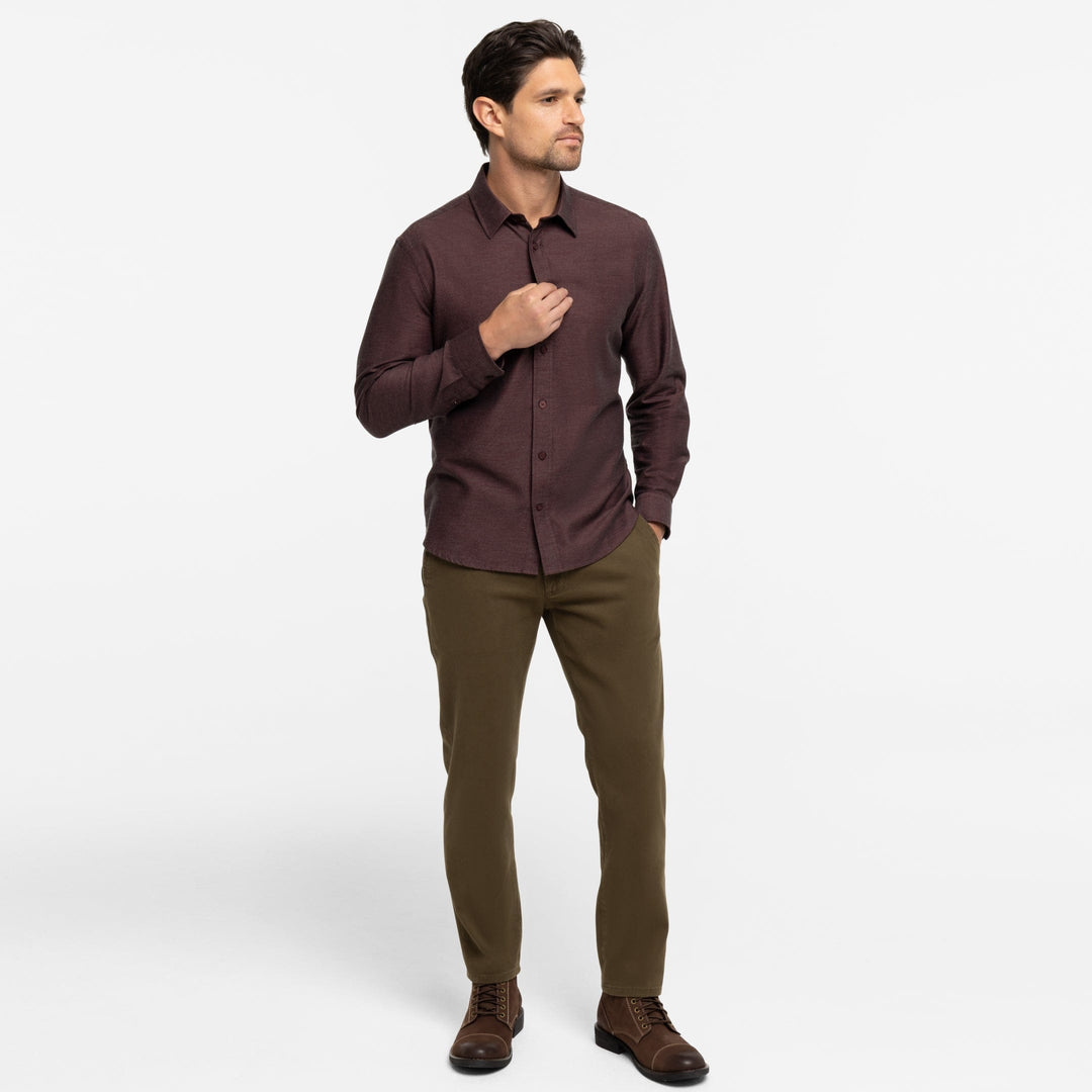 Ash & Erie Burgundy Twill Brushed Button-Down Shirt for Short Men   Everyday Shirts
