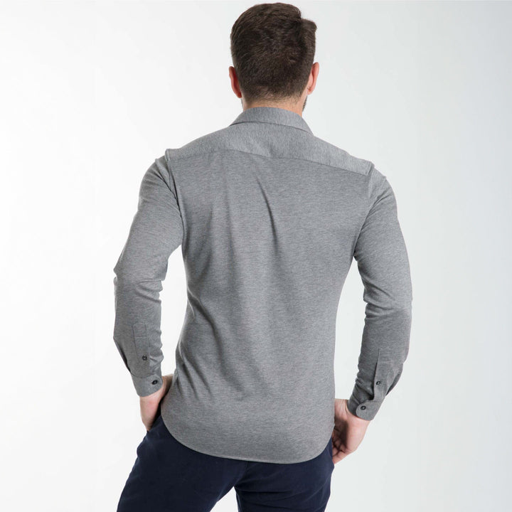 Ash & Erie Charcoal Melange Performance Stretch Shirt for Short Men   Everyday Shirts