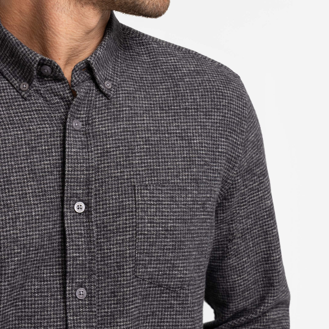 Ash & Erie Charcoal Textured Brushed Button-Down Shirt for Short Men   Everyday Shirts