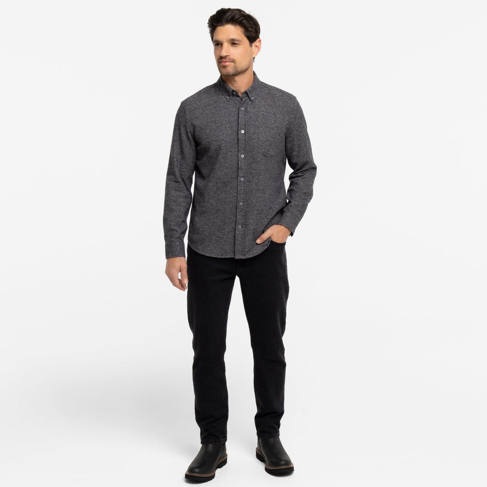 Ash & Erie Charcoal Textured Brushed Button-Down Shirt for Short Men   Everyday Shirts