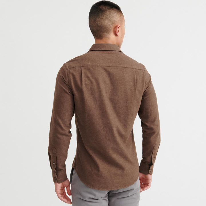 Ash & Erie Dark Brown Brushed Button-Down Shirt for Short Men   Everyday Shirts