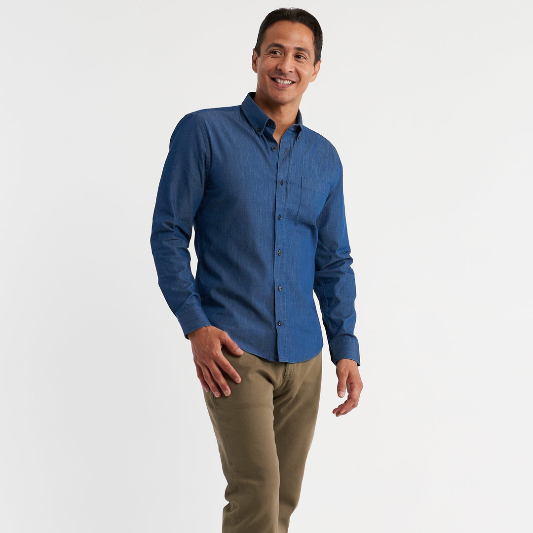 Ash & Erie Dark Indigo Button-Down Shirt for Short Men   Everyday Shirts