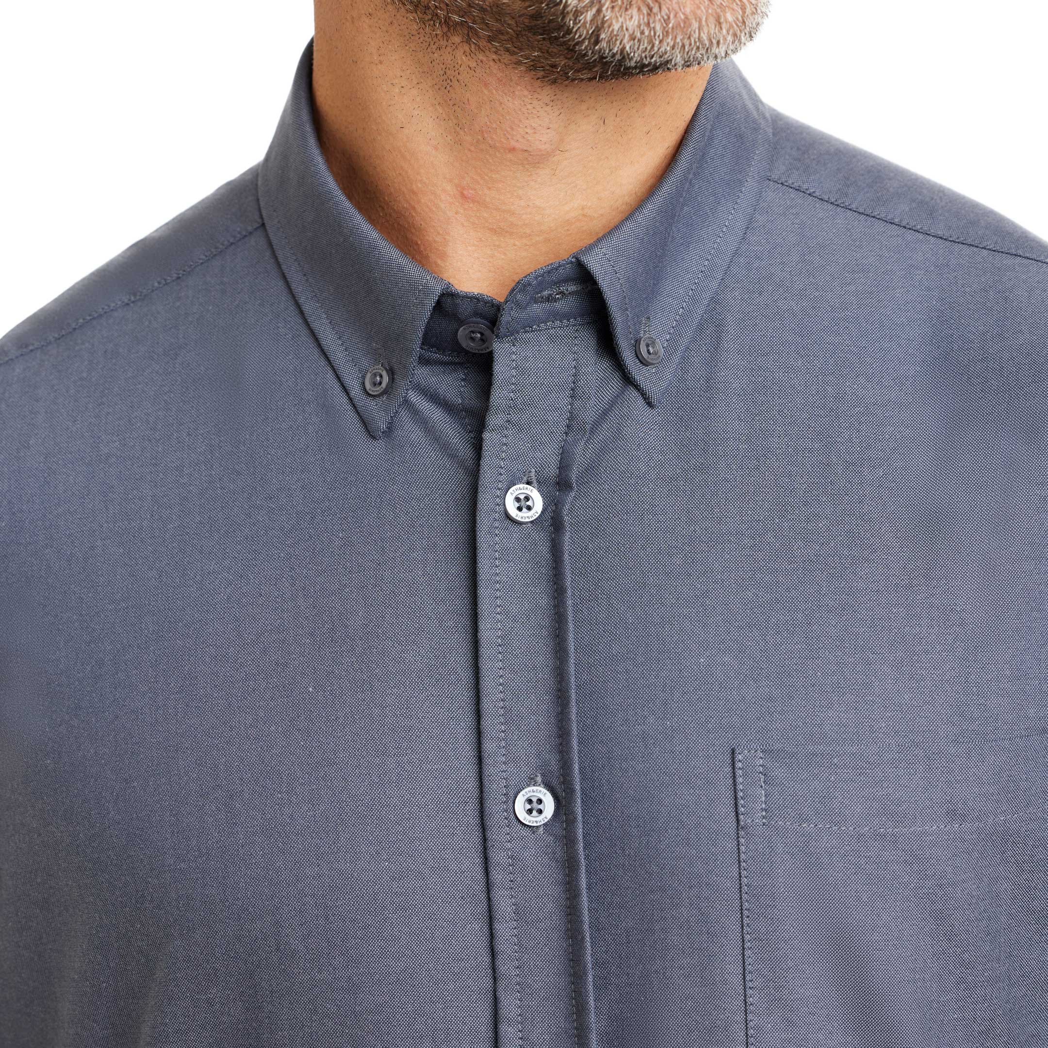 Ash & Erie Dark Navy Oxford Wrinkle-Free Button-Down Shirt for Short Men   Everyday Shirts